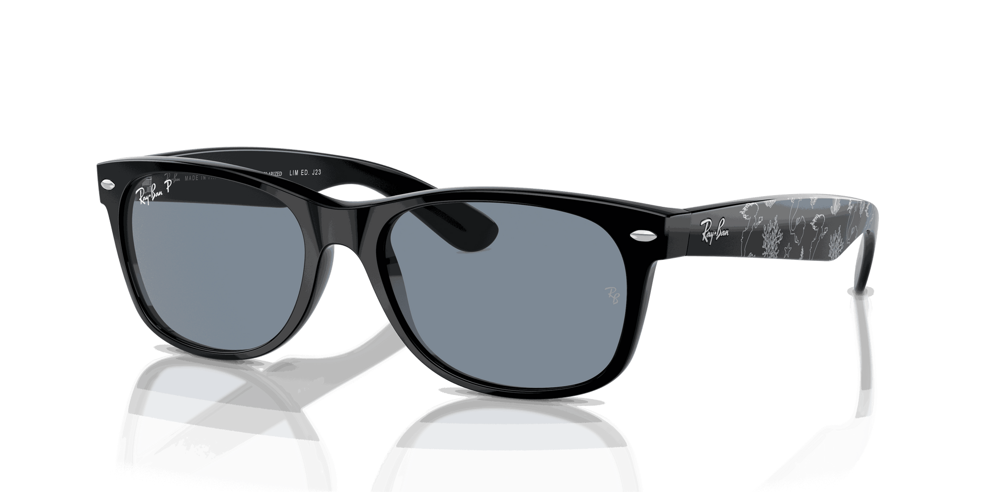 [Blue Lenses, Polished Black Frame]