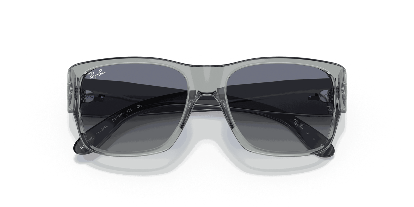 [Grey Gradient Blue Lenses, Polished Transparent Grey Frame]
