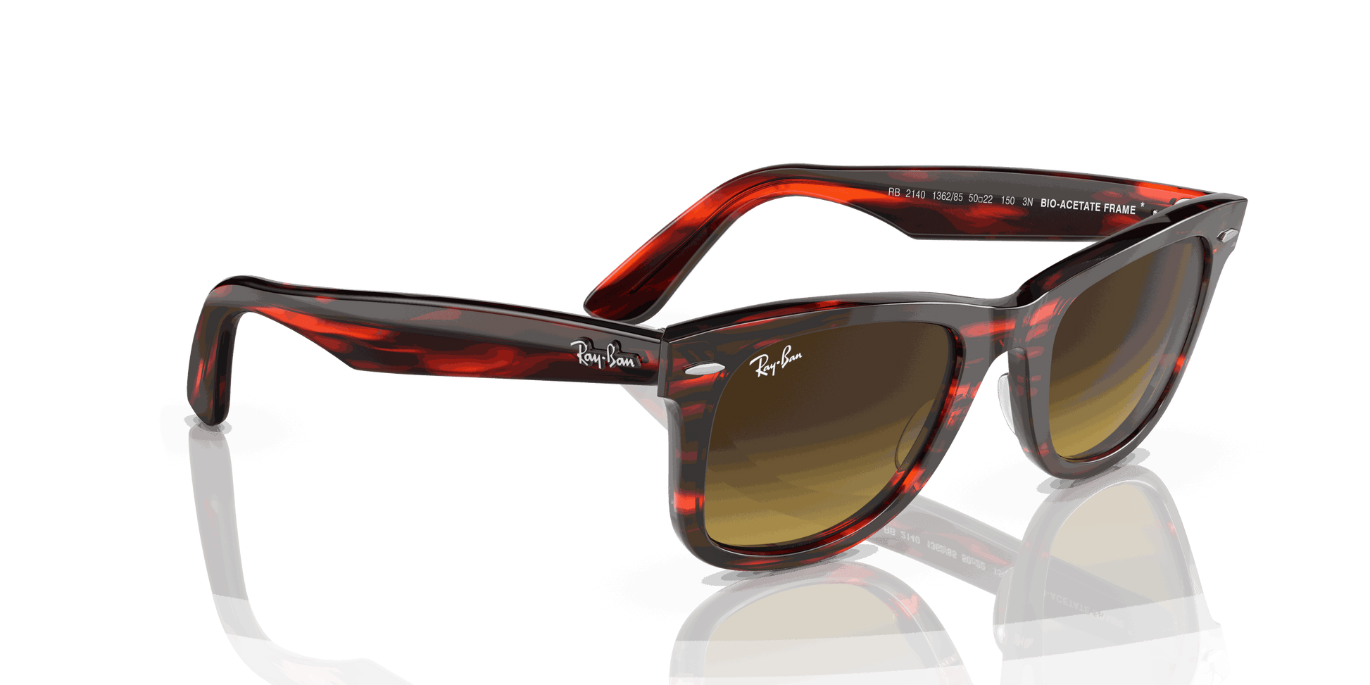 [Brown Gradient Lenses, Polished Striped Red Frame]