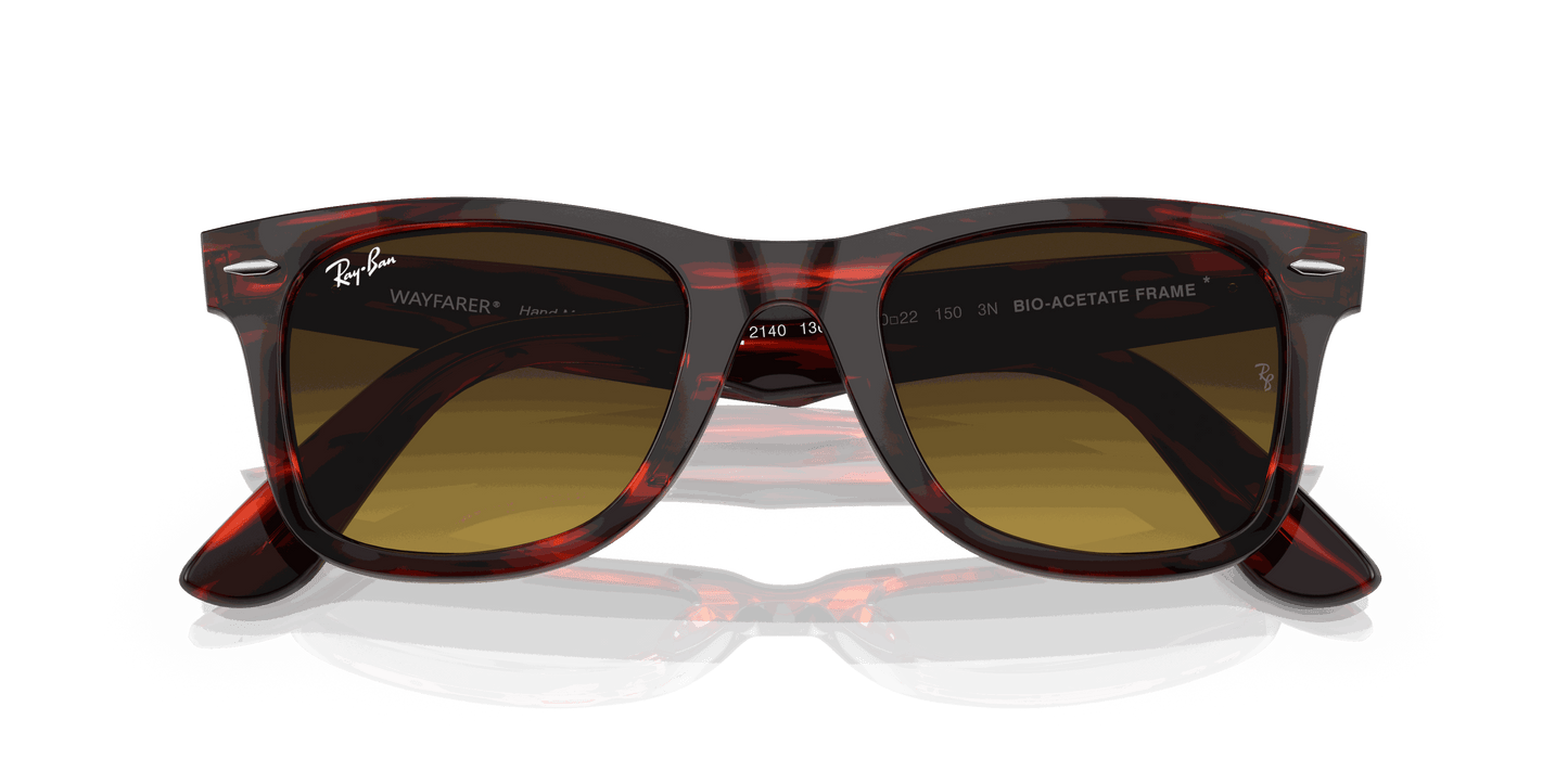[Brown Gradient Lenses, Polished Striped Red Frame]