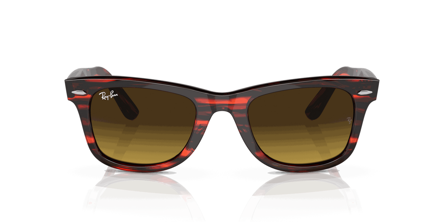 [Brown Gradient Lenses, Polished Striped Red Frame]