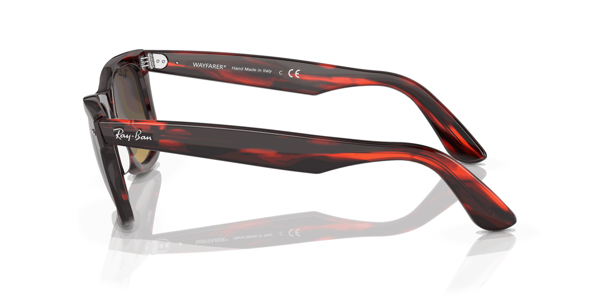 [Brown Gradient Lenses, Polished Striped Red Frame]