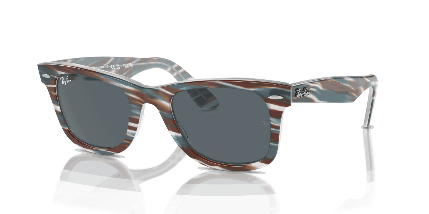 [Blue Lenses, Polished Photo Striped Light Blue Frame]