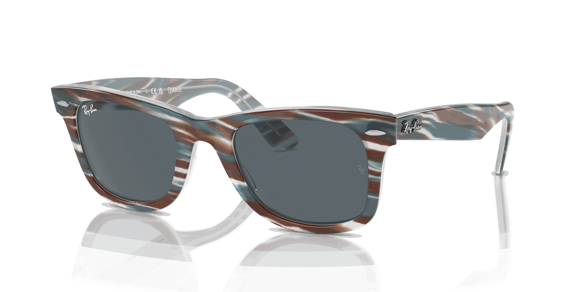 [Blue Lenses, Polished Photo Striped Light Blue Frame]