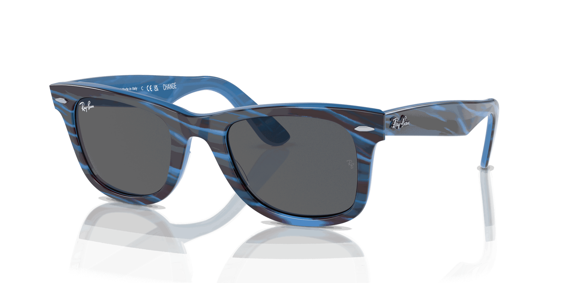 [Dark Grey Lenses, Polished Photo Striped Blue Frame]