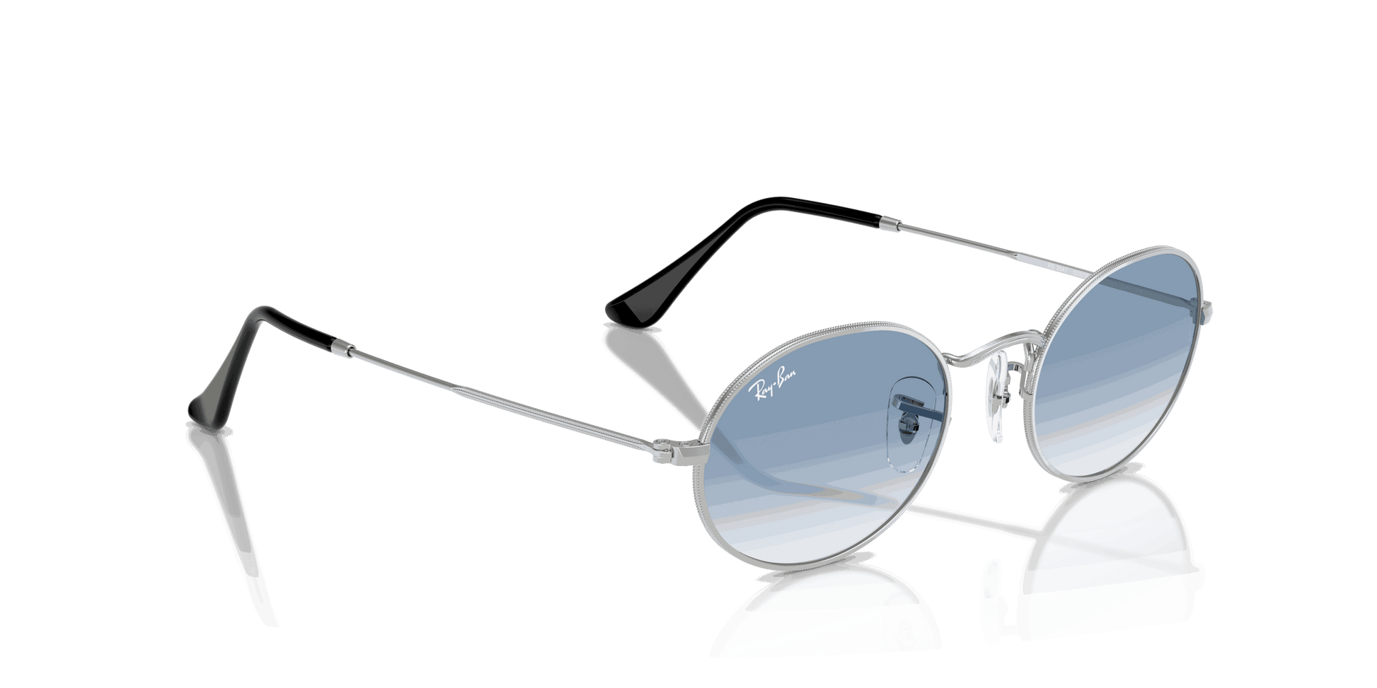 [Clear Gradient Blue Lenses, Polished Silver Frame]