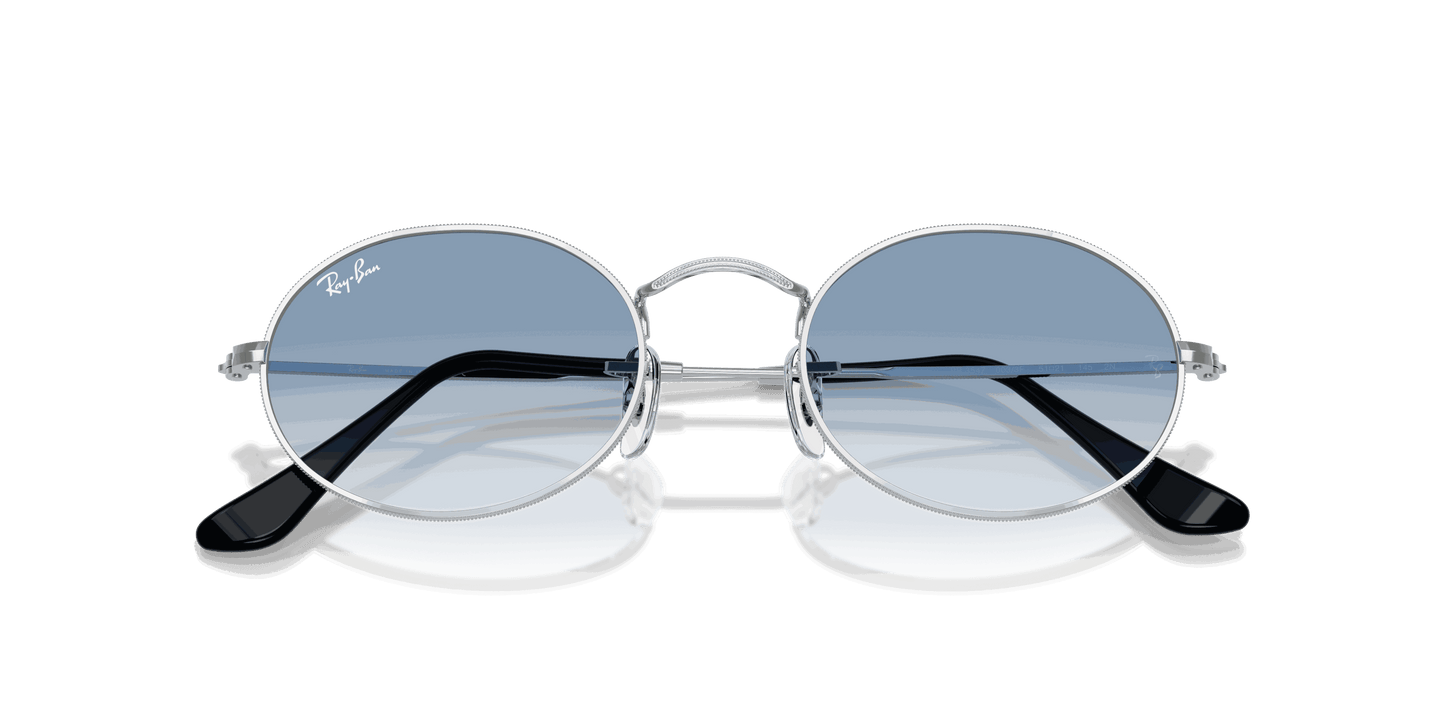 [Clear Gradient Blue Lenses, Polished Silver Frame]