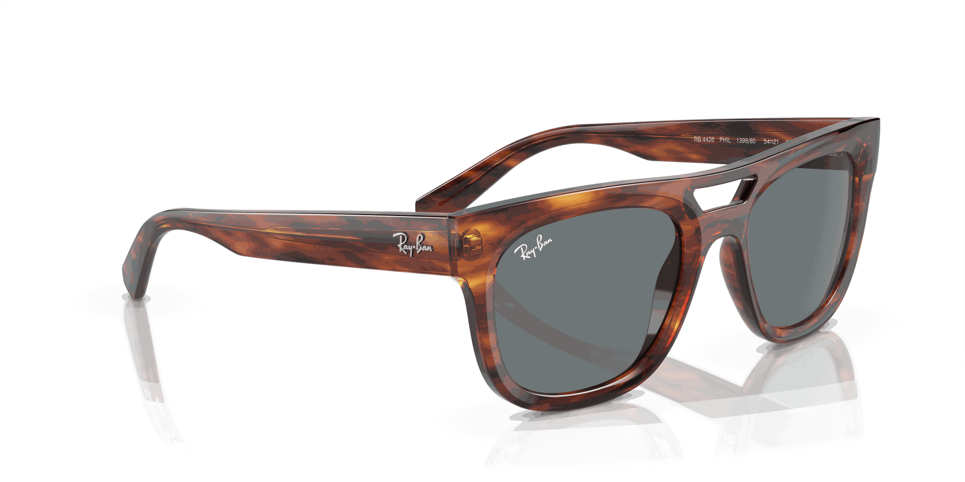 [Dark Blue Lenses, Polished Striped Havana Frame]