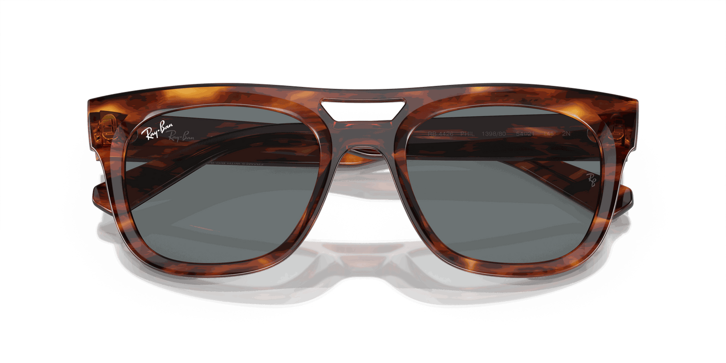 [Dark Blue Lenses, Polished Striped Havana Frame]