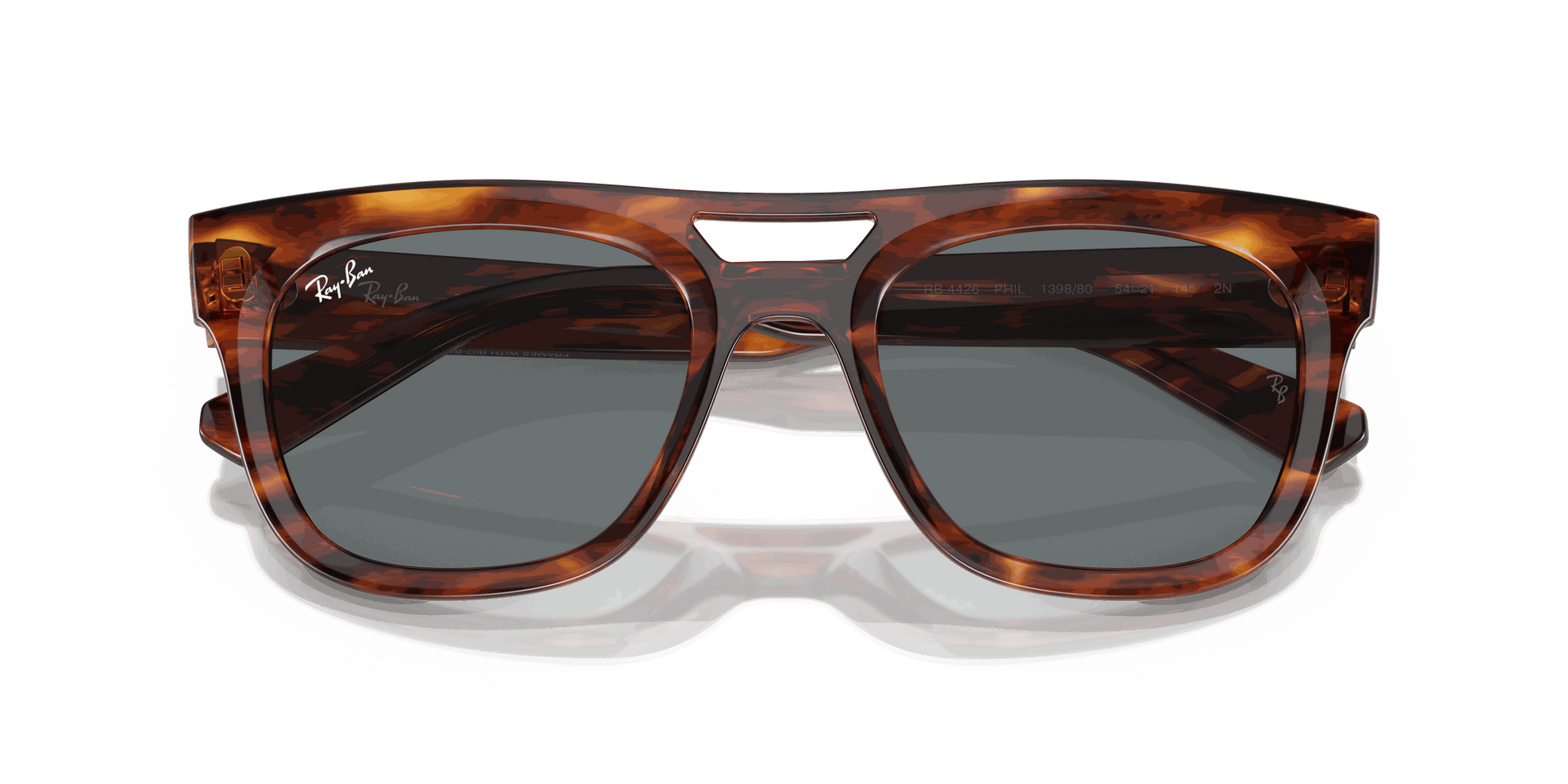 [Dark Blue Lenses, Polished Striped Havana Frame]