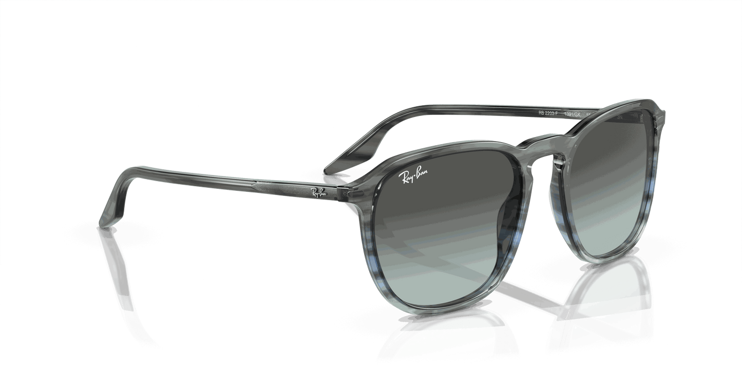 [Blue Vintage Lenses, Polished Striped Grey & Blue Frame]