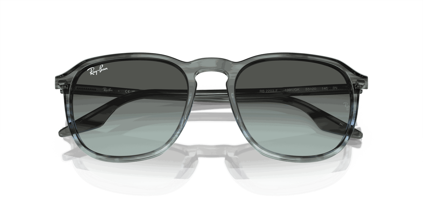 [Blue Vintage Lenses, Polished Striped Grey & Blue Frame]