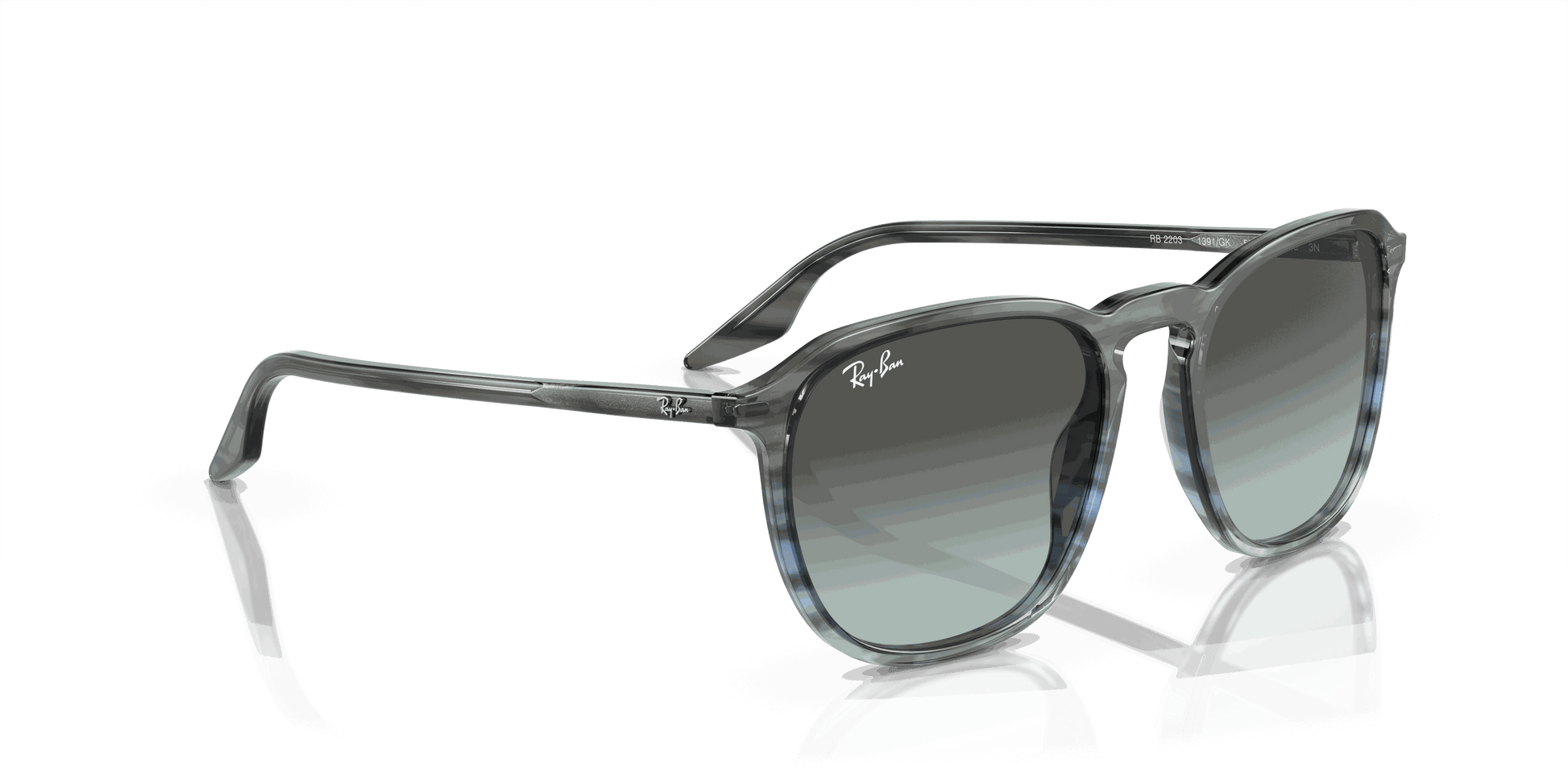 [Blue/Black Lenses, Polished Striped Grey & Blue Frame]