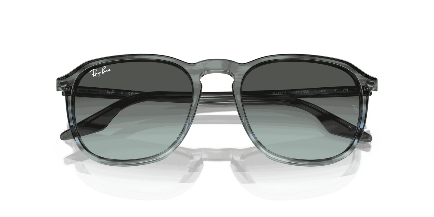 [Blue/Black Lenses, Polished Striped Grey & Blue Frame]
