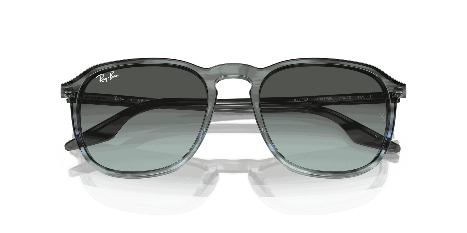 [Blue/Black Lenses, Polished Striped Grey & Blue Frame]