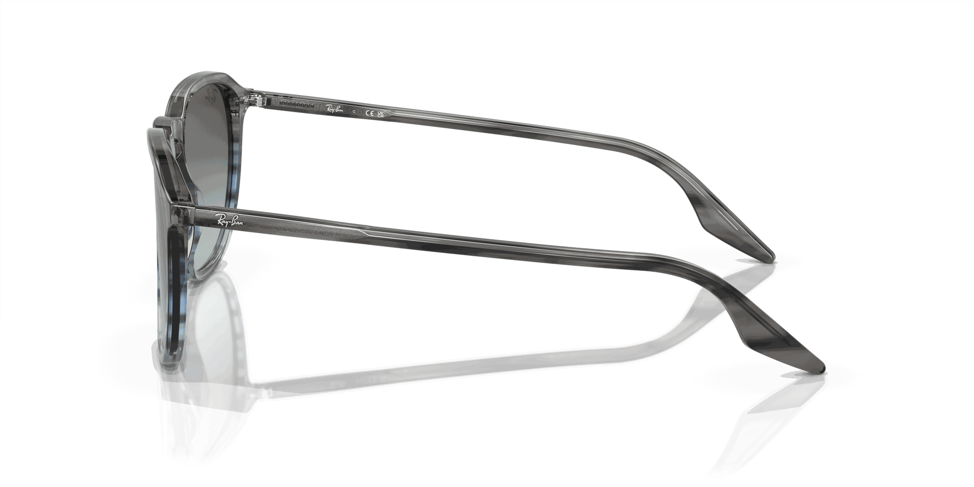 [Blue/Black Lenses, Polished Striped Grey & Blue Frame]