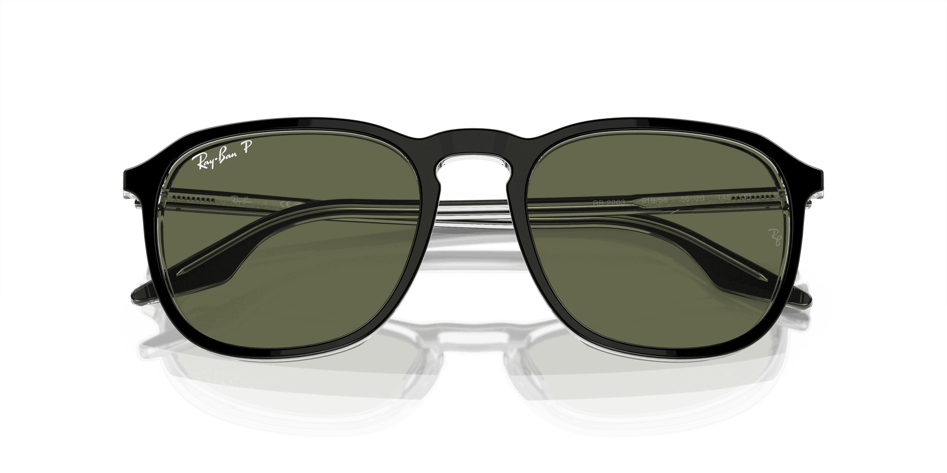 [Green Lenses, Polished Black On Transparent Frame]