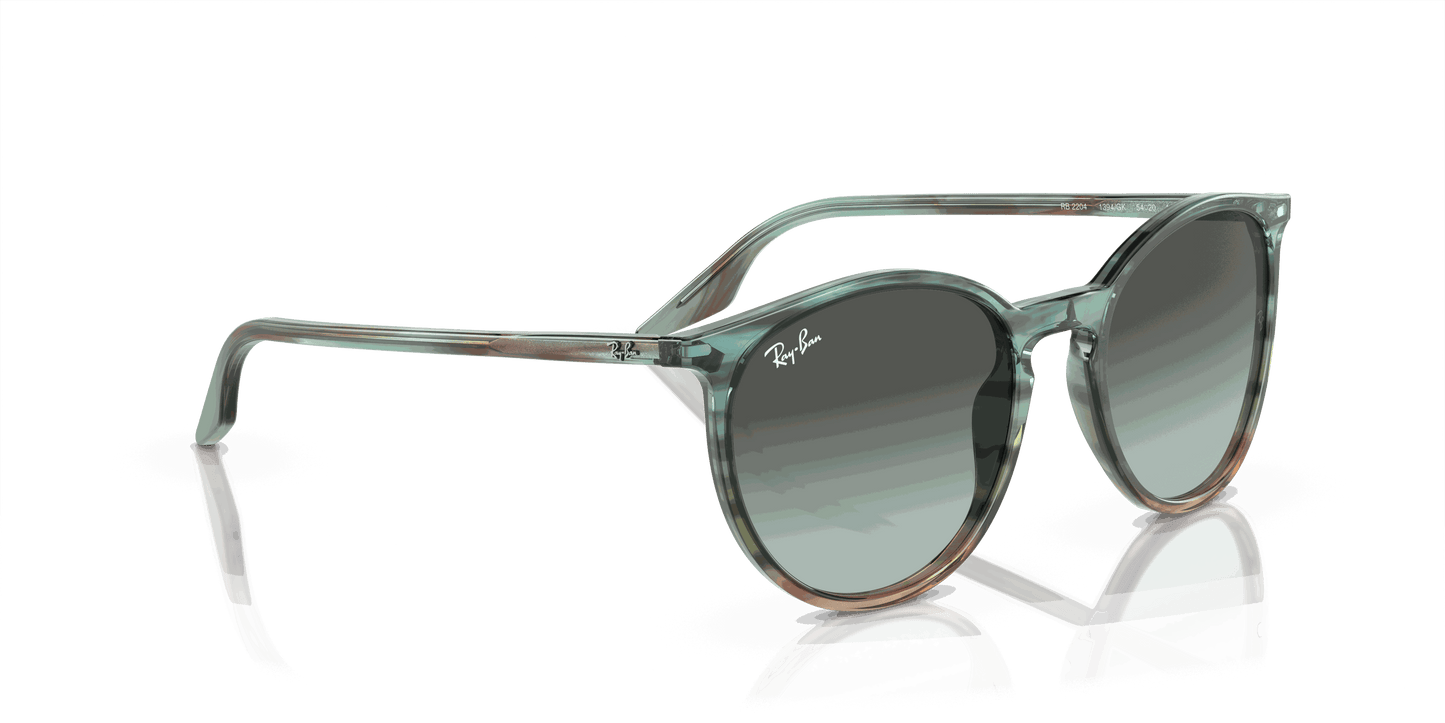 [Blue Vintage Lenses, Polished Striped Blue & Green Frame]