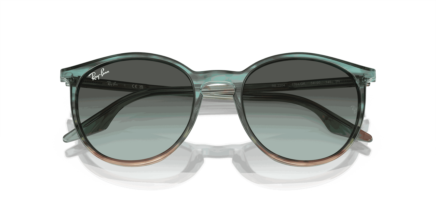 [Blue Vintage Lenses, Polished Striped Blue & Green Frame]