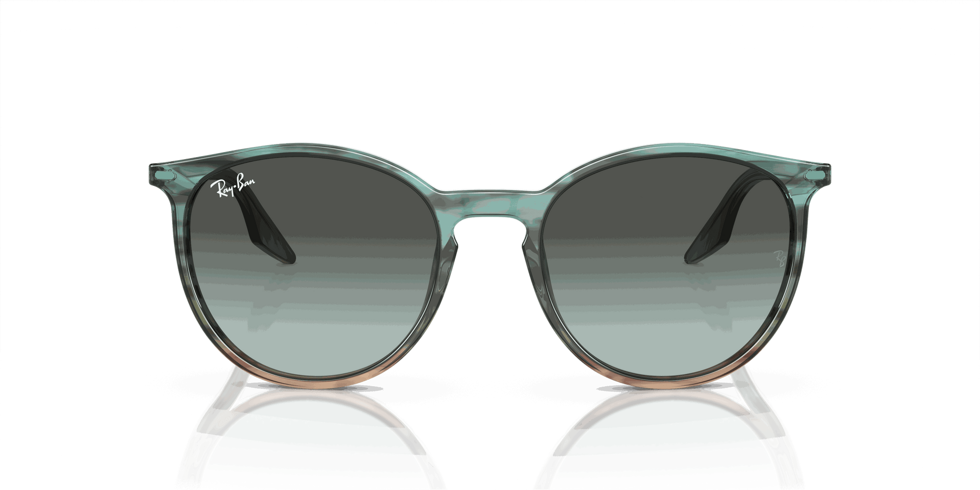[Blue Vintage Lenses, Polished Striped Blue & Green Frame]