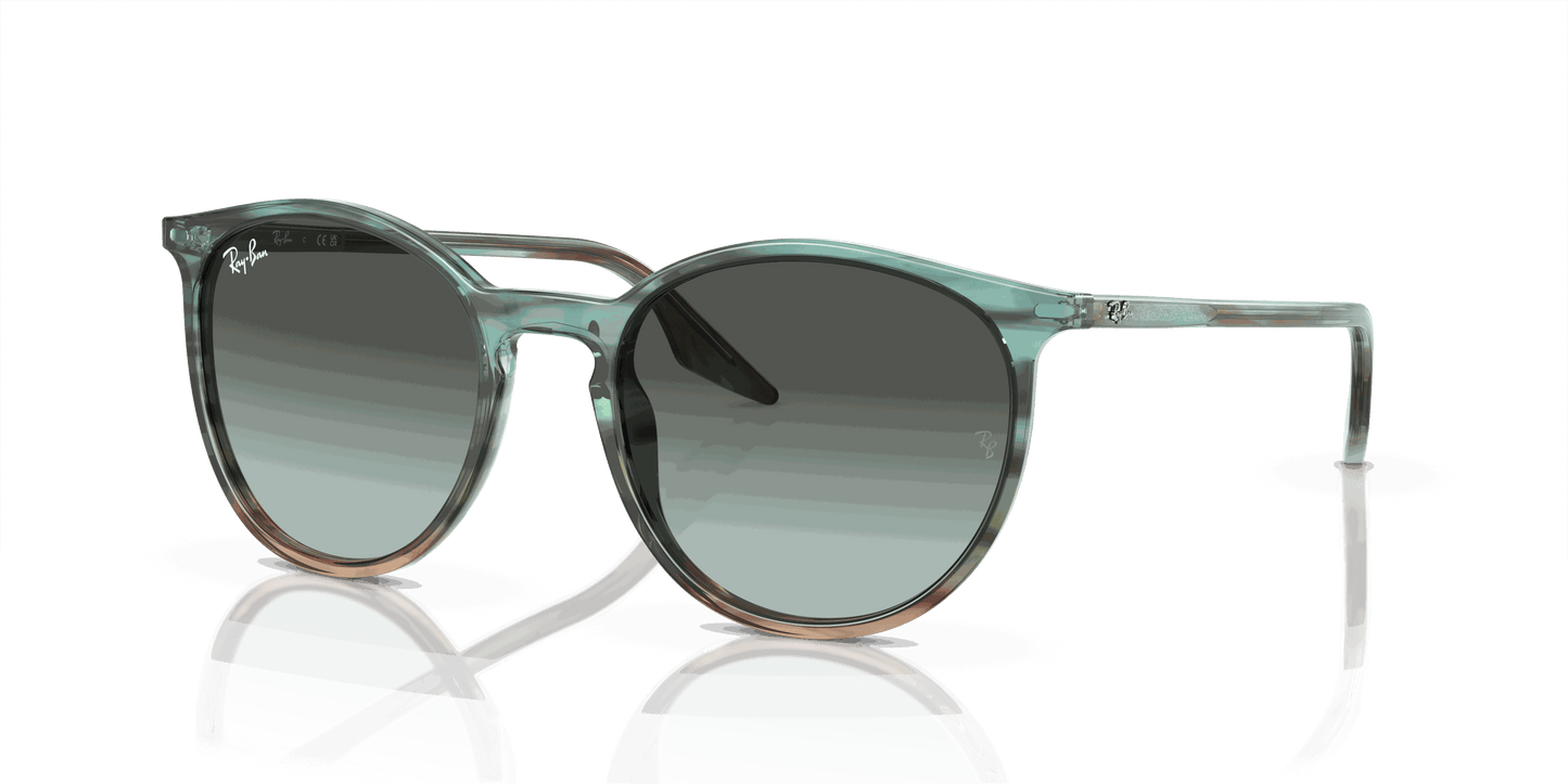 [Blue Vintage Lenses, Polished Striped Blue & Green Frame]
