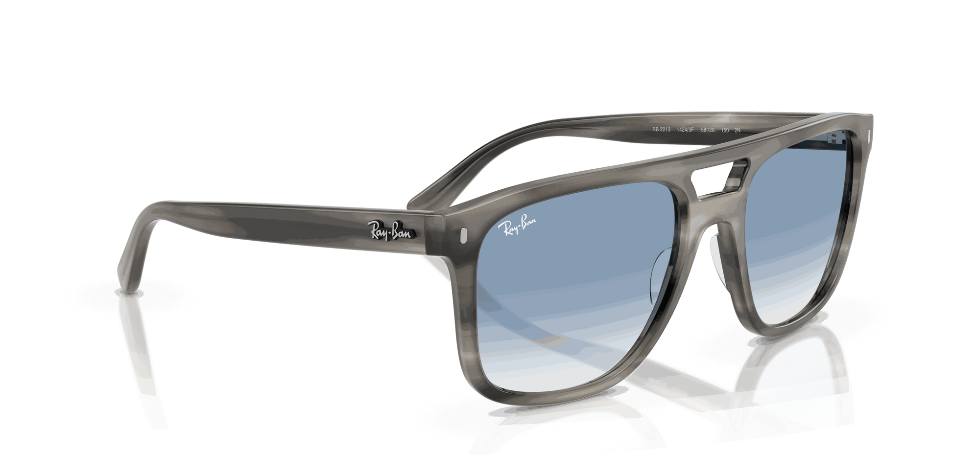 [Clear Gradient Blue Lenses, Polished Grey Havana Frame]