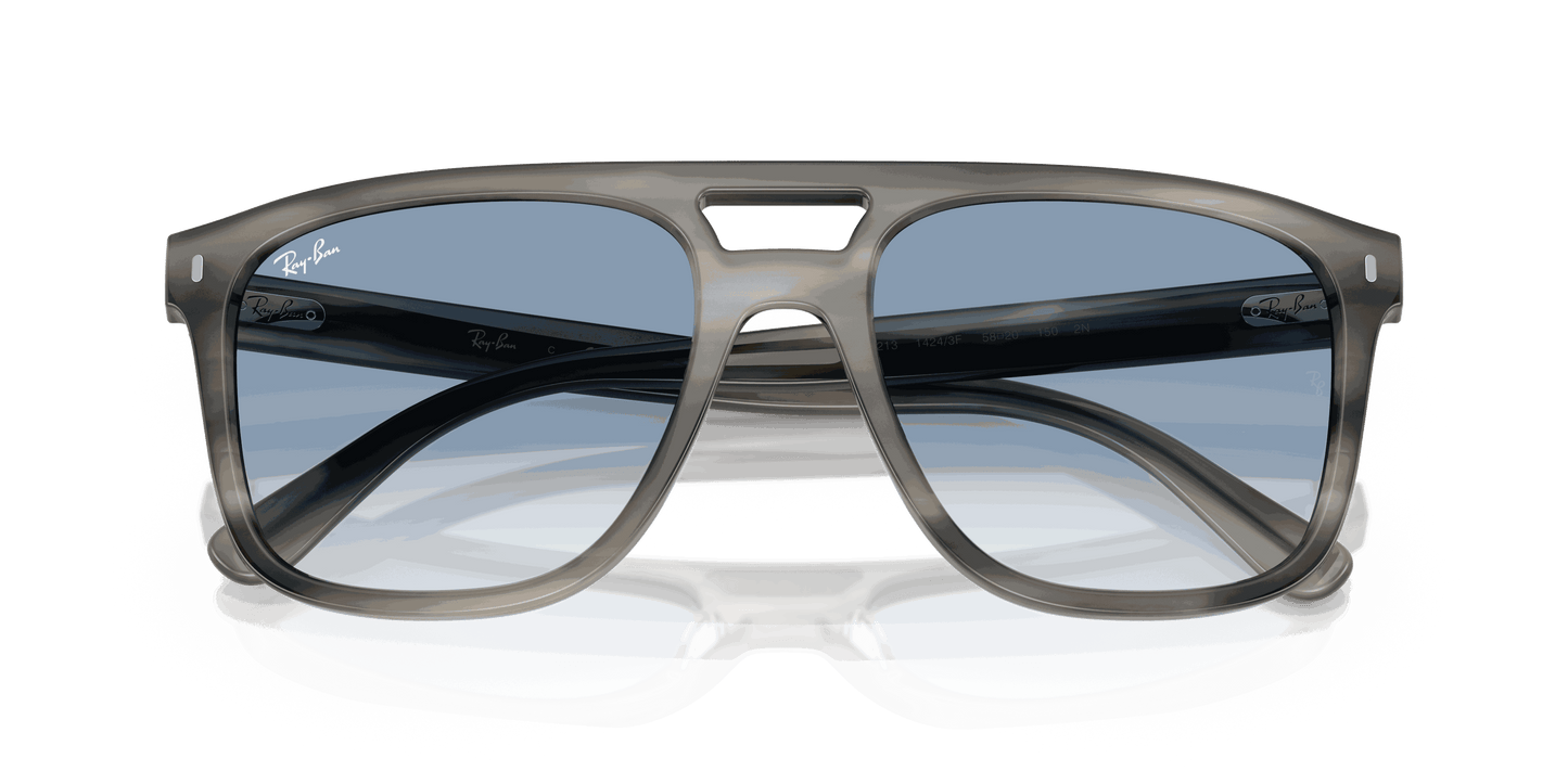 [Clear Gradient Blue Lenses, Polished Grey Havana Frame]