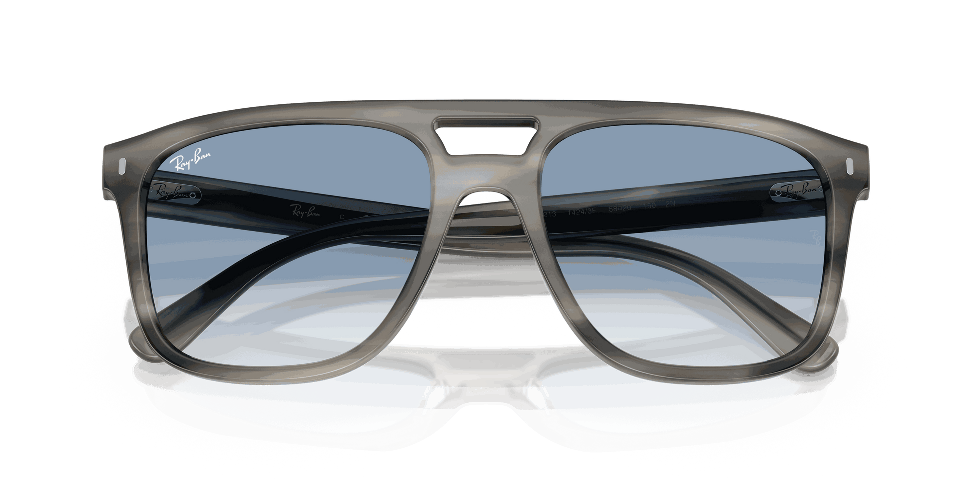 [Clear Gradient Blue Lenses, Polished Grey Havana Frame]