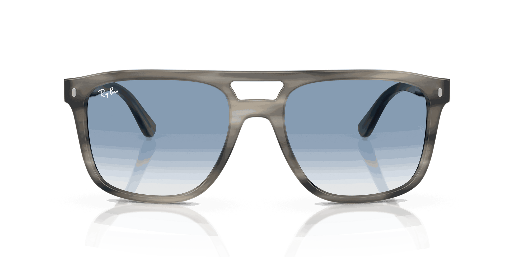 [Clear Gradient Blue Lenses, Polished Grey Havana Frame]