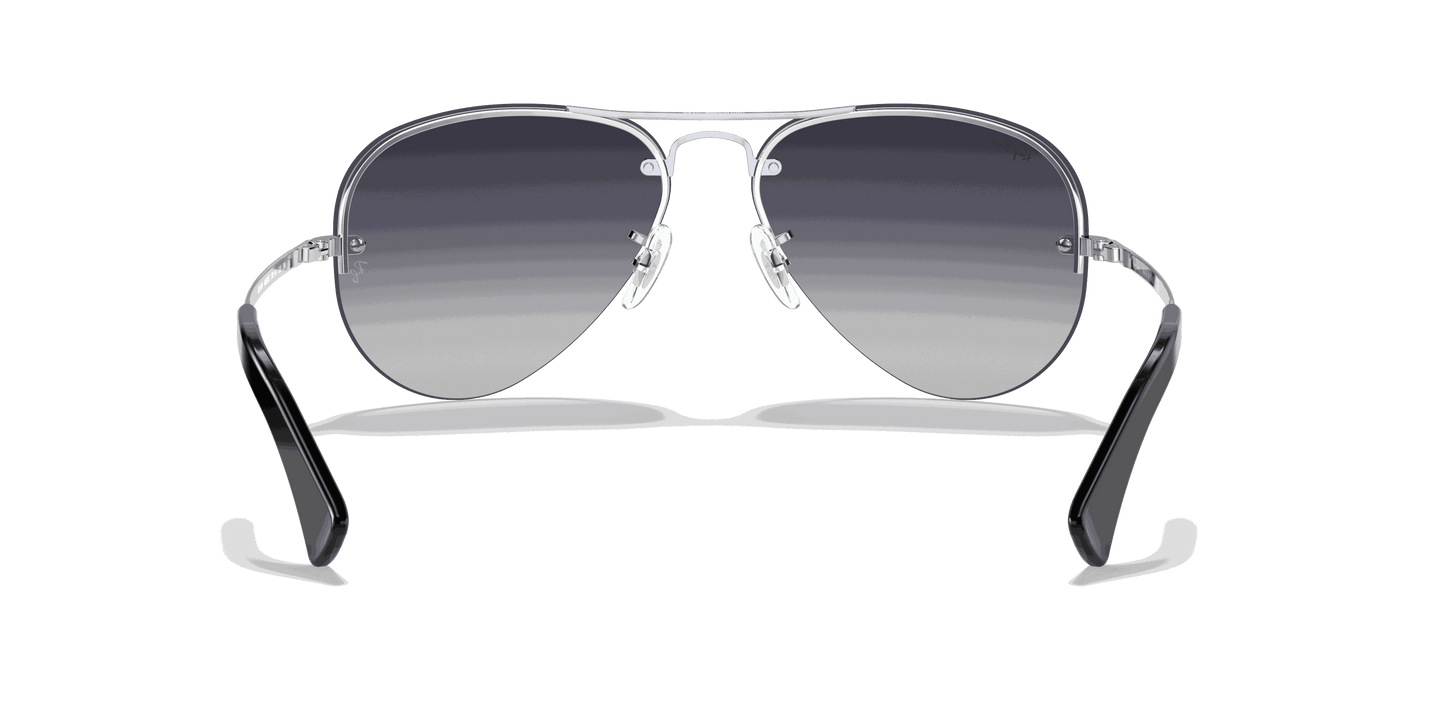 [Grey Gradient Lenses, Polished Silver Frame]