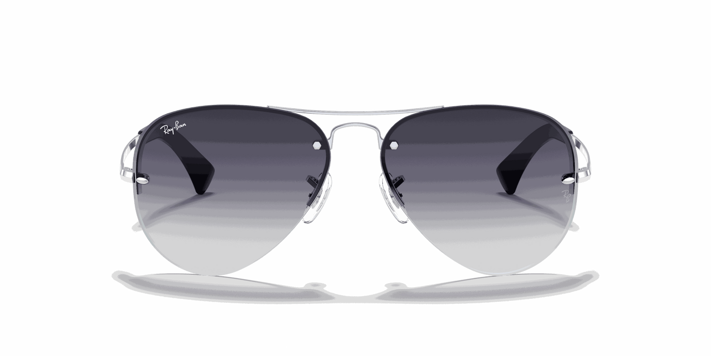 [Grey Gradient Lenses, Polished Silver Frame]