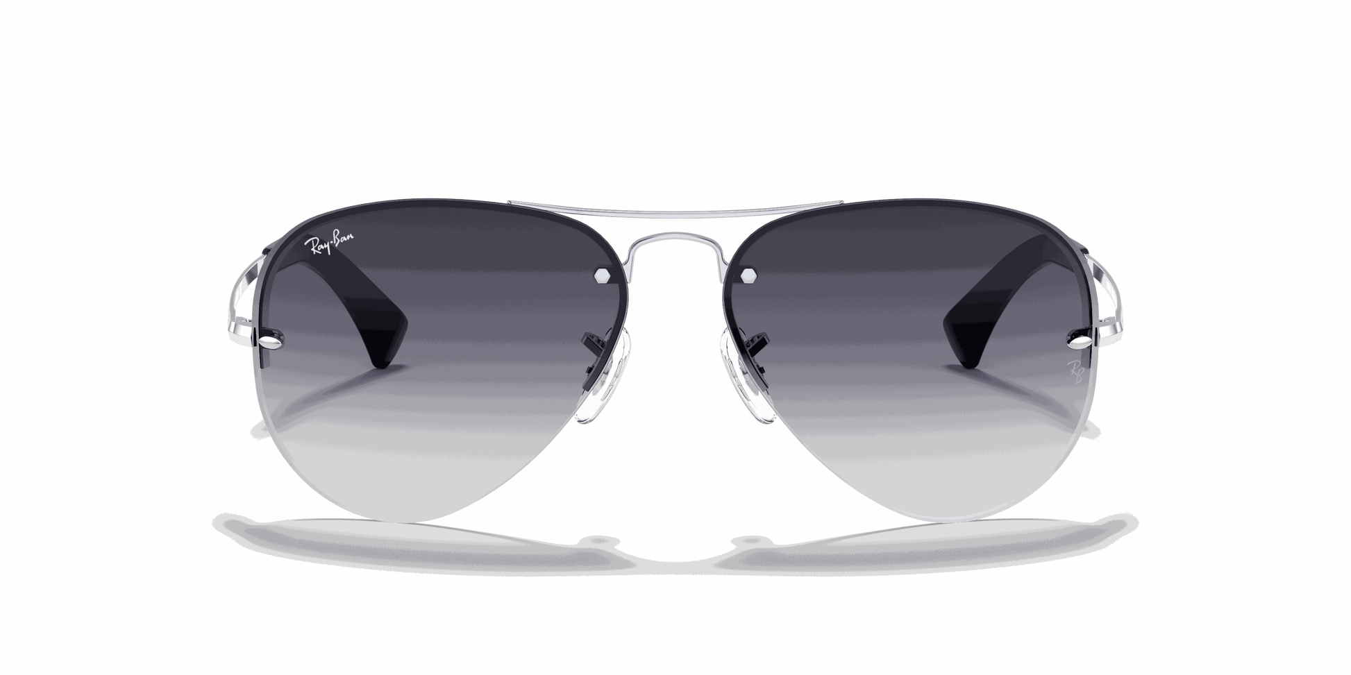 [Grey Gradient Lenses, Polished Silver Frame]