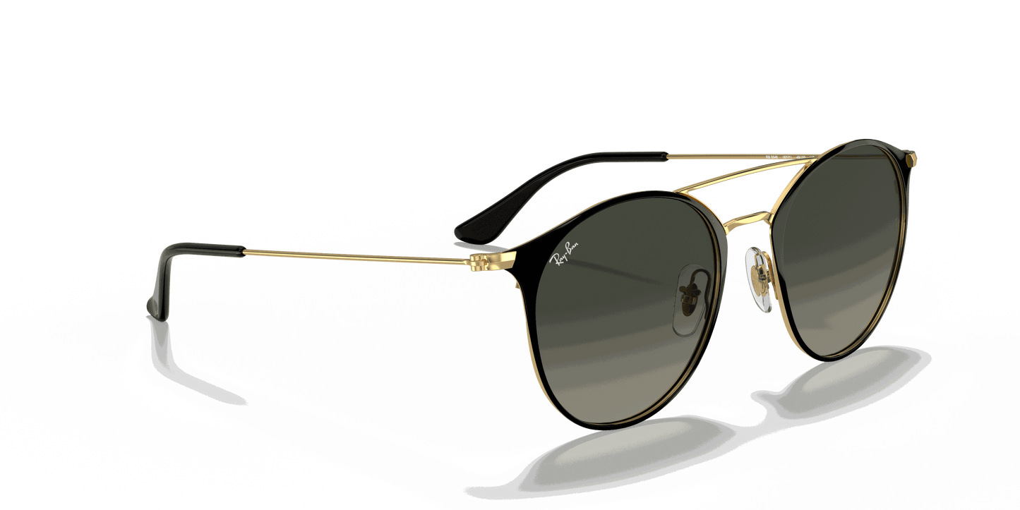 [Grey Gradient Lenses, Polished Black On Gold Frame]