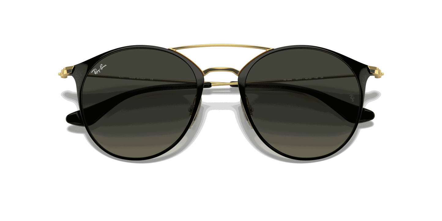 [Grey Gradient Lenses, Polished Black On Gold Frame]