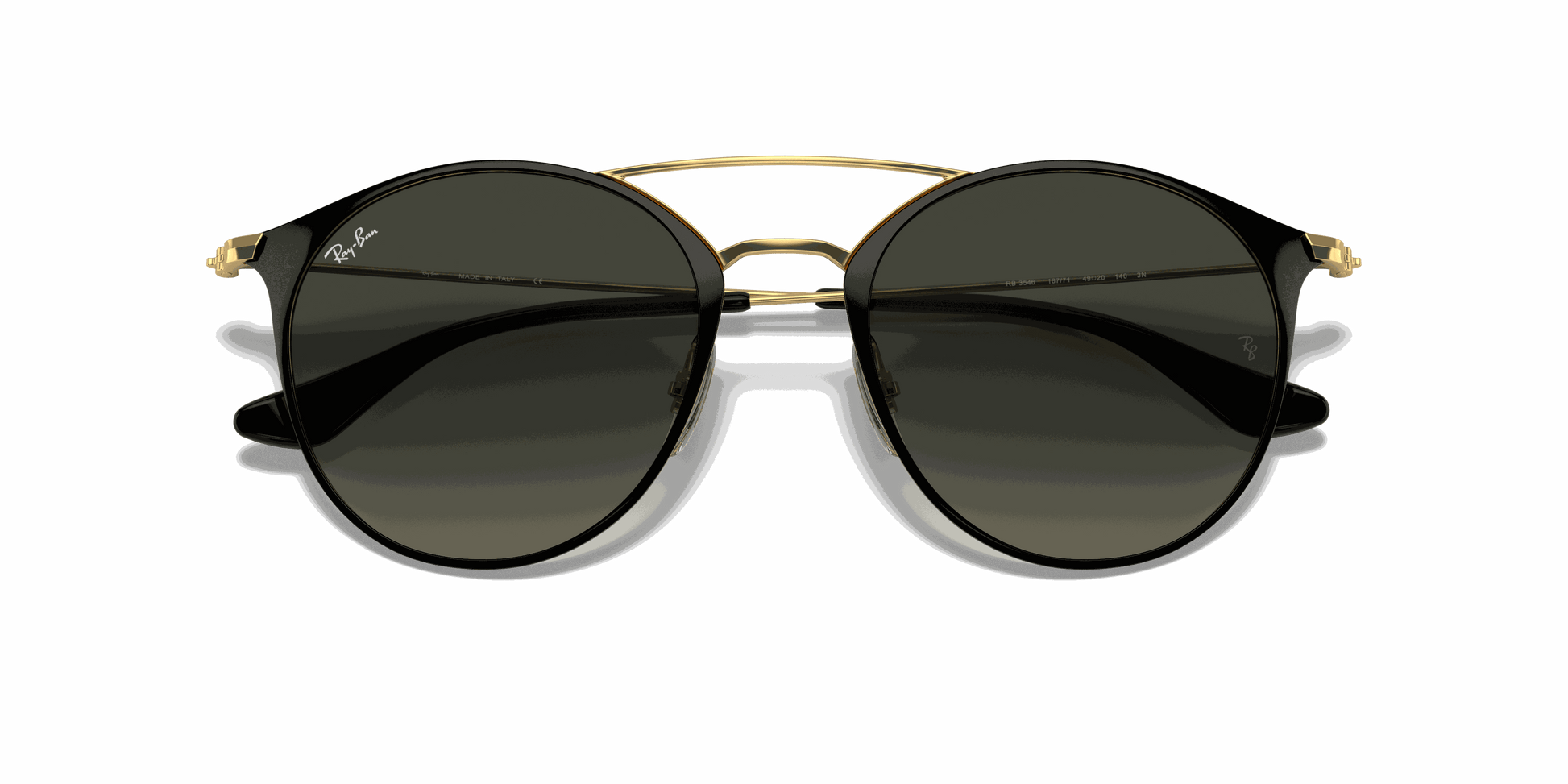 [Grey Gradient Lenses, Polished Black On Gold Frame]