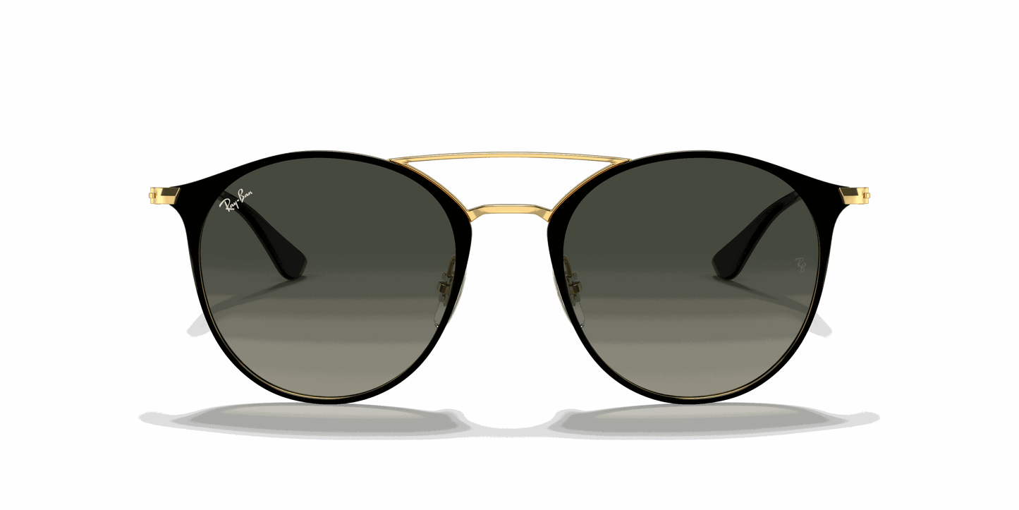 [Grey Gradient Lenses, Polished Black On Gold Frame]
