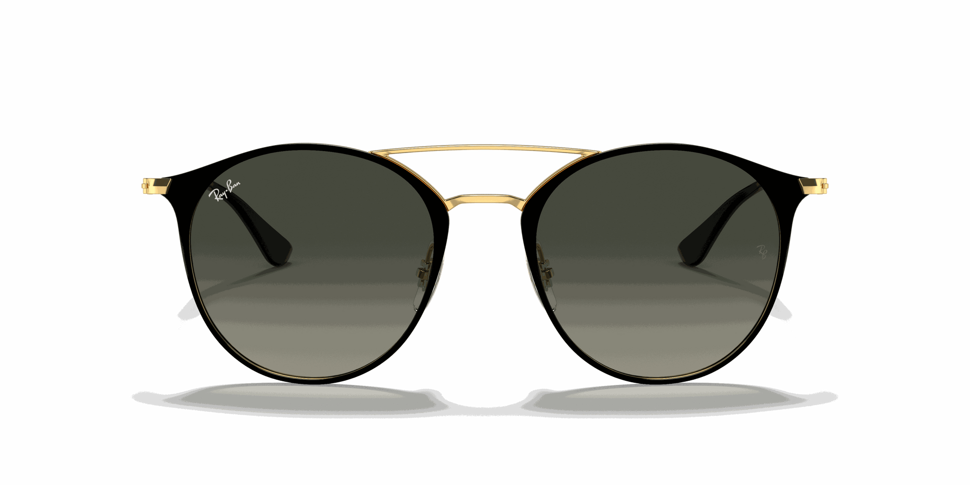 [Grey Gradient Lenses, Polished Black On Gold Frame]