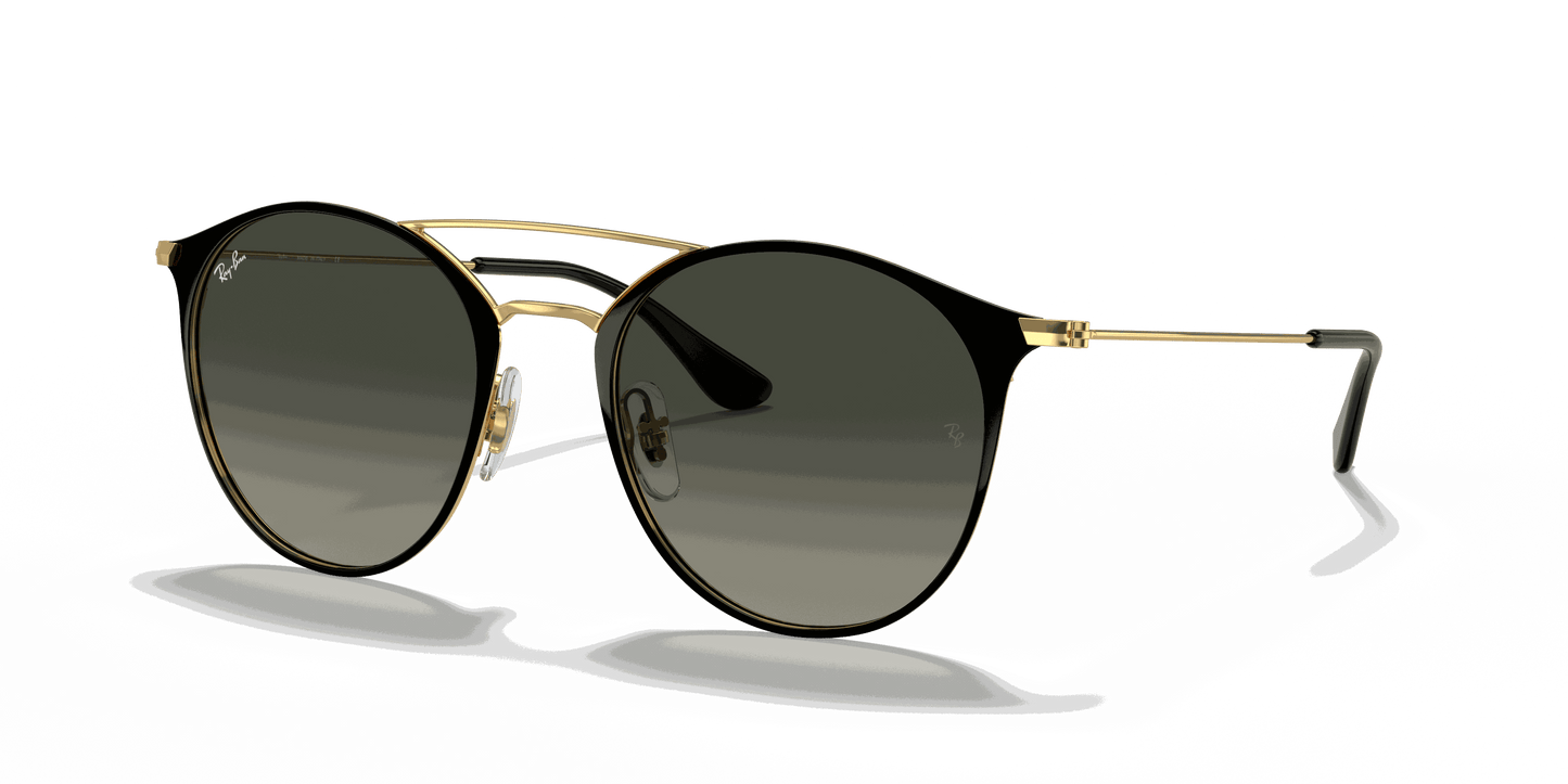 [Grey Gradient Lenses, Polished Black On Gold Frame]