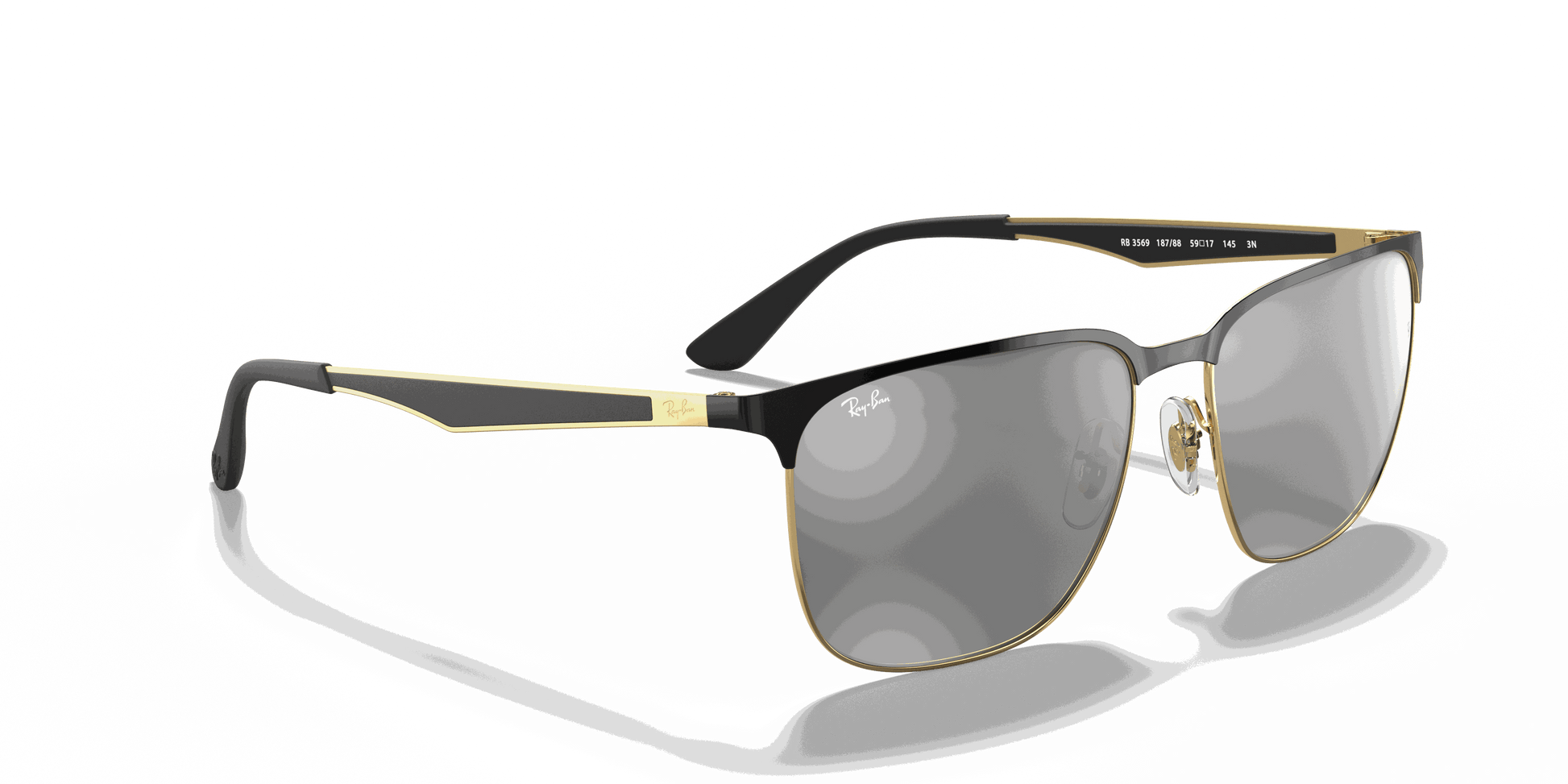 [Grey Mirror Silver Gradient Lenses, Polished Black On Gold Frame]