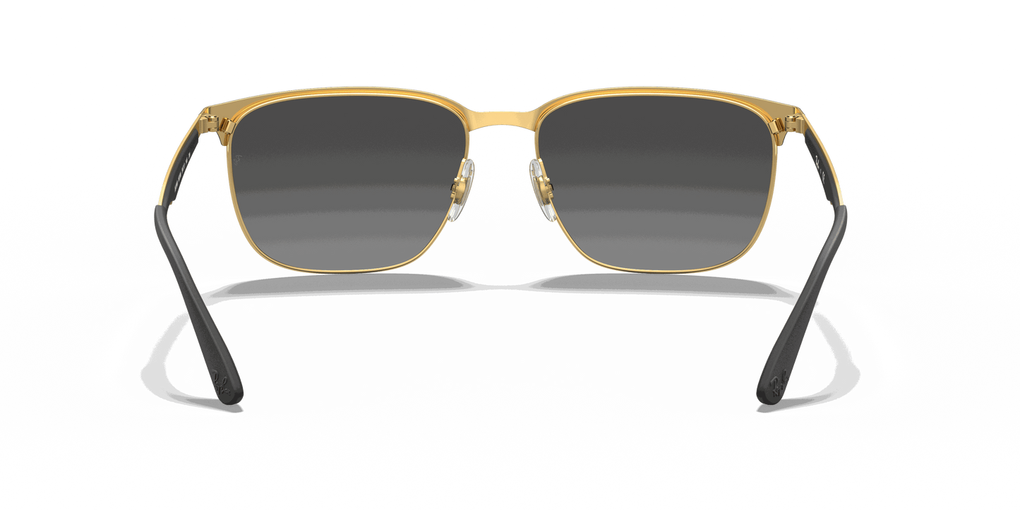 [Grey Mirror Silver Gradient Lenses, Polished Black On Gold Frame]