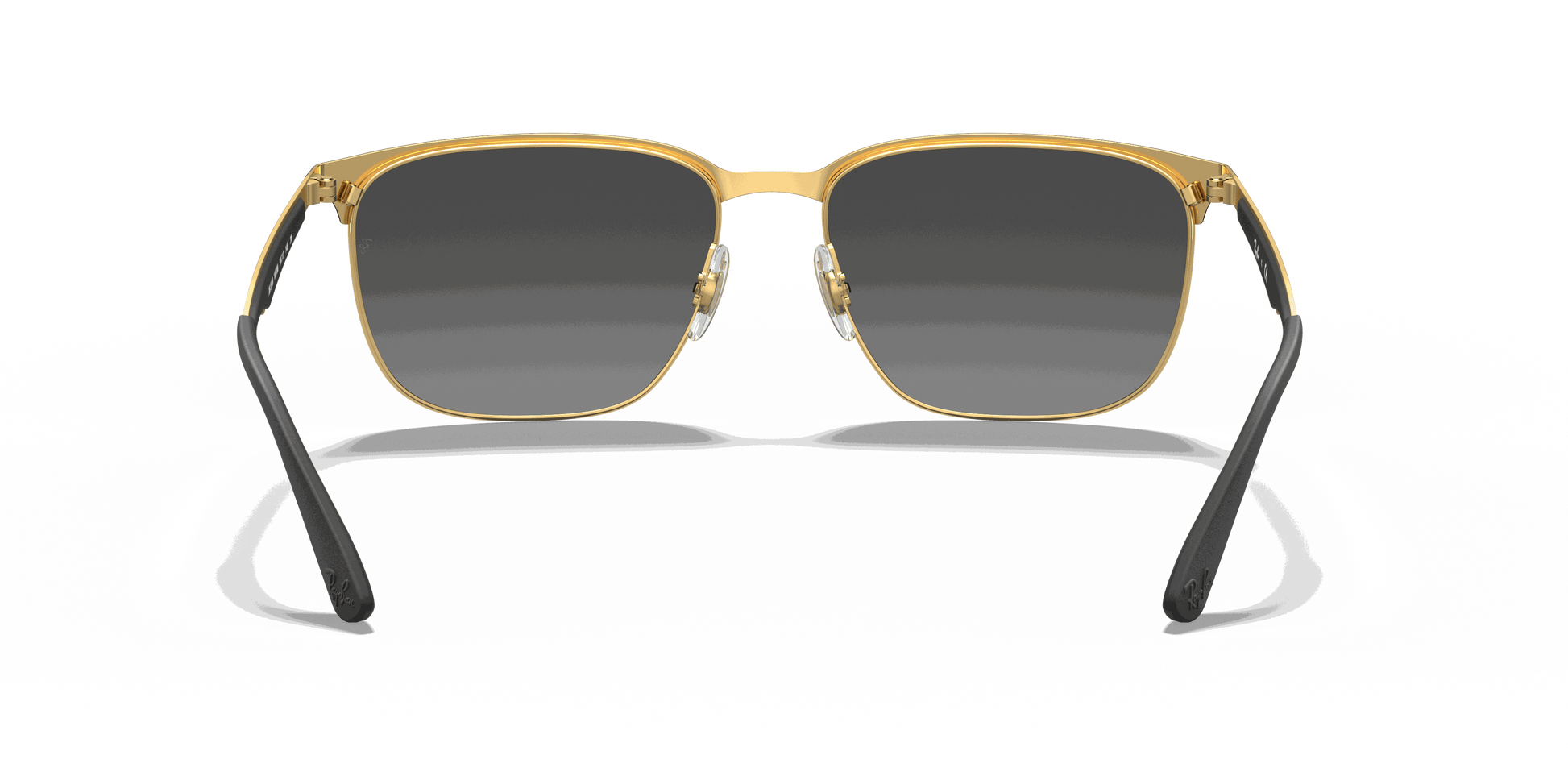 [Grey Mirror Silver Gradient Lenses, Polished Black On Gold Frame]