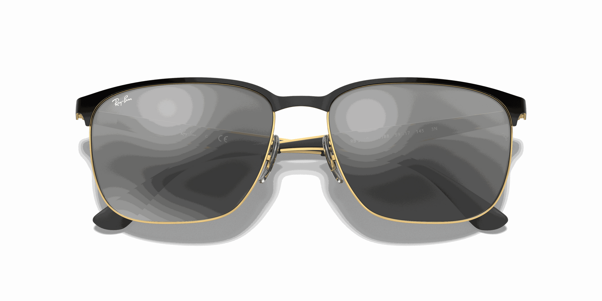 [Grey Mirror Silver Gradient Lenses, Polished Black On Gold Frame]