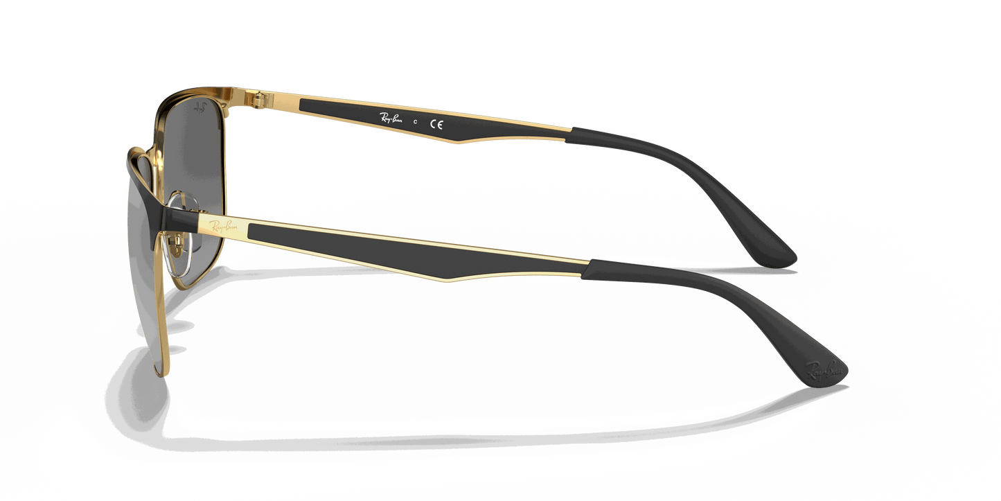 [Grey Mirror Silver Gradient Lenses, Polished Black On Gold Frame]