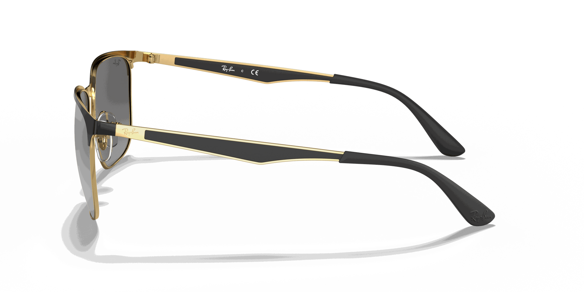 [Grey Mirror Silver Gradient Lenses, Polished Black On Gold Frame]