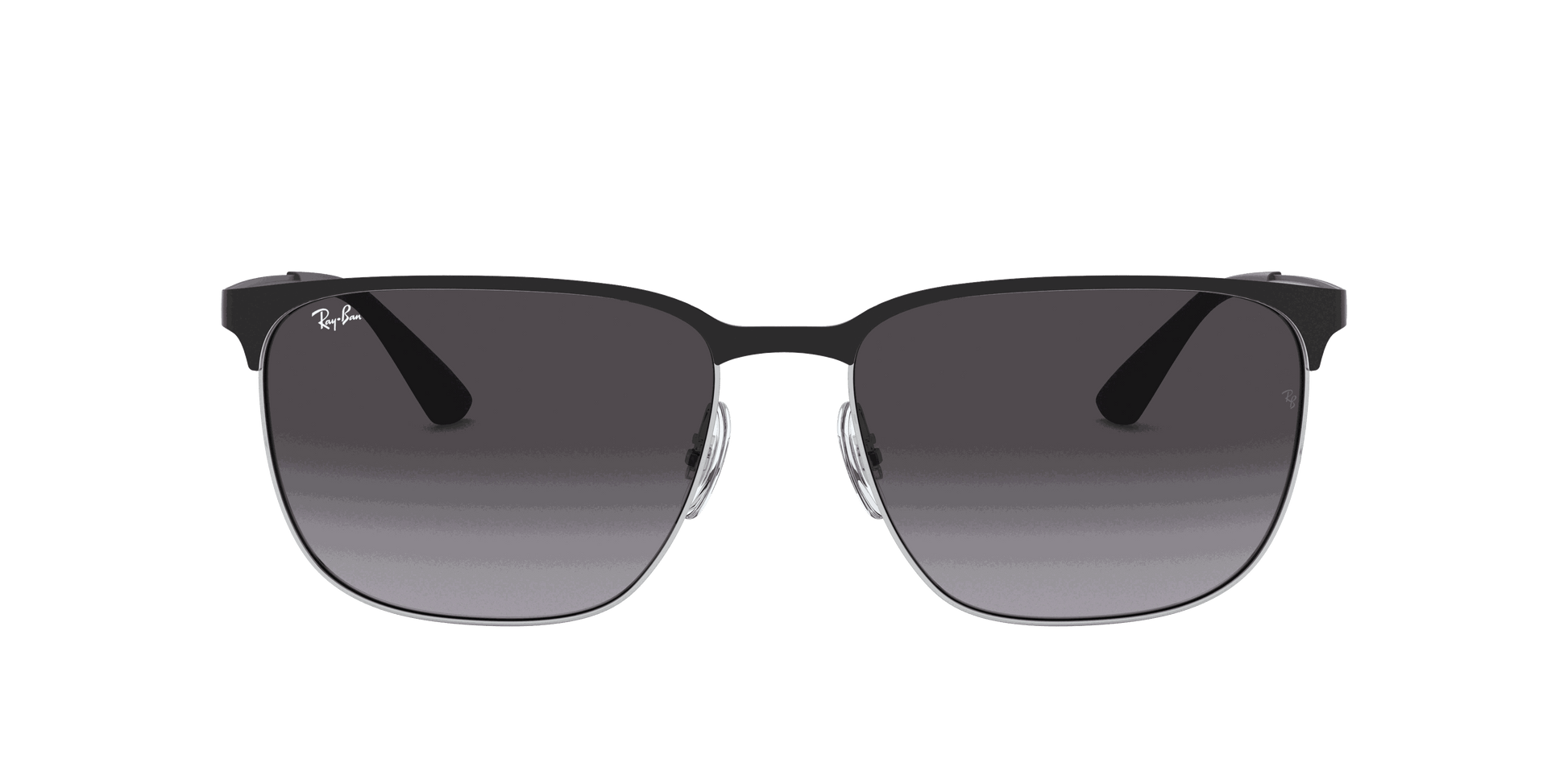[Light Grey Gradient Dark Grey Lenses, Polished Black On Silver Frame]