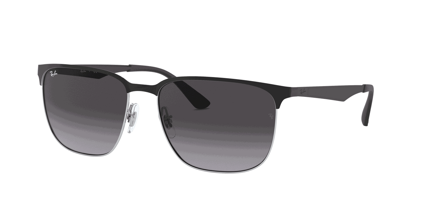 [Light Grey Gradient Dark Grey Lenses, Polished Black On Silver Frame]
