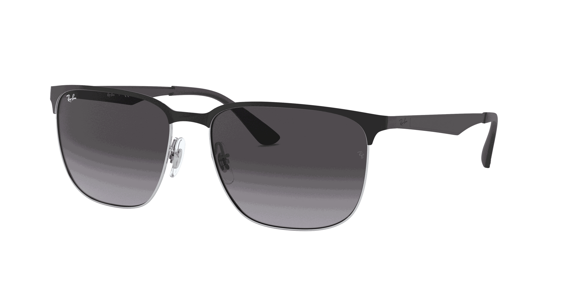 [Light Grey Gradient Dark Grey Lenses, Polished Black On Silver Frame]