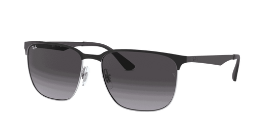 [Light Grey Gradient Dark Grey Lenses, Polished Black On Silver Frame]