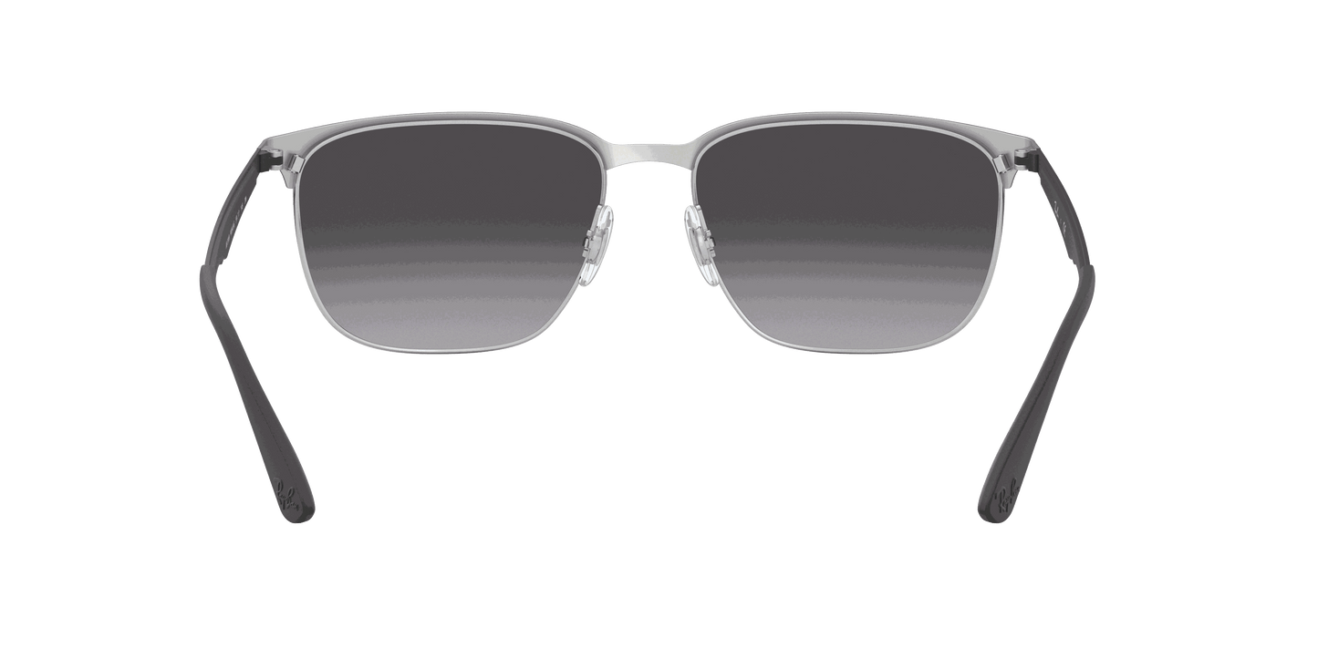 [Light Grey Gradient Dark Grey Lenses, Polished Black On Silver Frame]