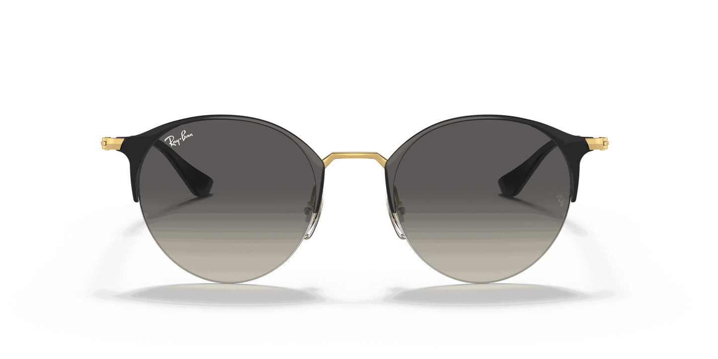 [Grey Gradient Lenses, Polished Black On Gold Frame]